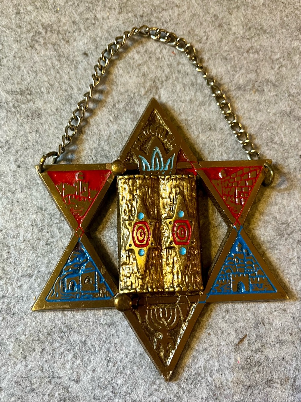 Vintage Brass Star of David Torah Wall Decor Israel Judaica Jerusalem